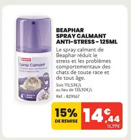 Animalis Beaphar spray calmant anti-stress - 125ml offre
