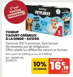 Animalis Yowup yaourt crémeux à la dinde - 6 x125 offre