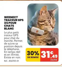 Animalis Weenect traceur gps xs pour chats blanc offre