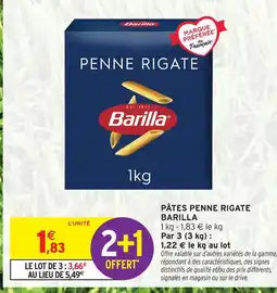 Intermarché Express Barilla pâtes penne rigate offre