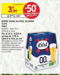 Intermarché Express 1664 bière sans alcool blonde 0.0% offre