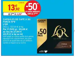 Intermarché Express L'or capsules de café x50 forza n°9 offre