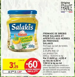 Intermarché Express Salakis fromage de brebis herbes de provence offre