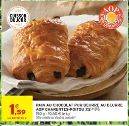 Intermarché Express Pain au chocolat pur beurre au beurre aop charentes-poitou x2 offre