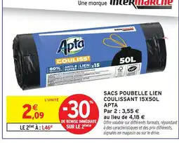 Intermarché Express Apta sacs poubelle lien coulissant 15x50l offre