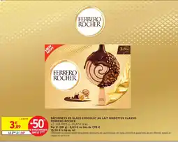 Intermarché Ferrero rocher bâtonnets de glace chocolat au lait noisettes classic offre