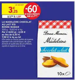 Intermarché Bonne maman la madeleine chocolat au lait x10 offre