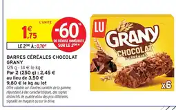 Intermarché Grany barres céréales chocolat offre