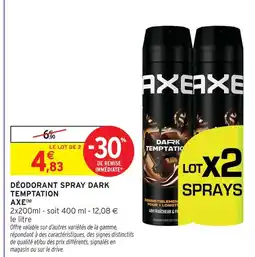 Intermarché Axe déodorant spray dark temptation offre