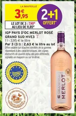 Intermarché Igp pays d'oc merlot rosé grand sud hve3 offre
