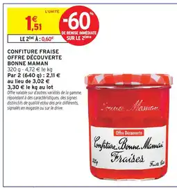 Intermarché Bonne maman confiture fraise offre découverte offre