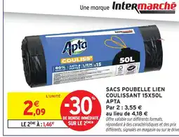 Intermarché Apta sacs poubelle lien coulissant 15x50l offre