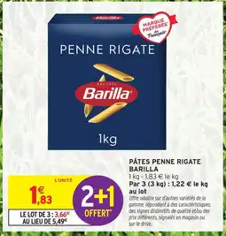 Intermarché Barilla pâtes penne rigate offre