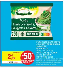 Intermarché Bonduelle purée haricots verts, courgettes, épinards surgelée offre