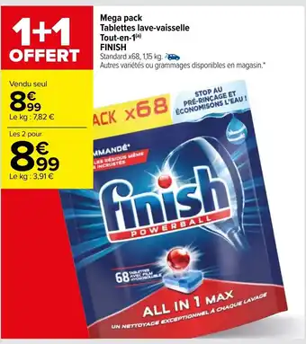 Carrefour Mega pack Tablettes lave-vaisselle Tout-en-1 Finish offre