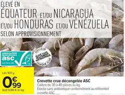 Carrefour Crevette crue décongelée ASC offre