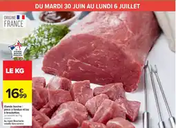 Carrefour Viande bovine : pièce à fondue et/ou à brochettes. offre