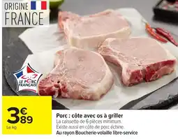 Carrefour Porc côte avec os à griller offre