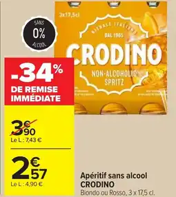 Carrefour Apéritif sans alcool crodino offre