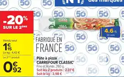 Carrefour Pâte à pizza carrefour classic offre