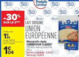 Carrefour Mozzarella râpée carrefour classic offre