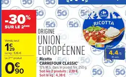Carrefour Ricotta carrefour classic offre