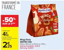 Carrefour Wings Party MAITRE COQ offre