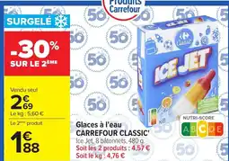 Carrefour Glaces à l'eau carrefour classic offre