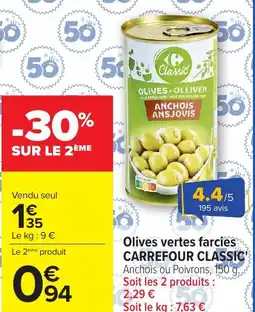 Carrefour Olives vertes farcies carrefour classic offre