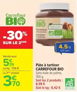 Carrefour Pâte à tartiner CARREFOUR BIO offre