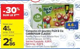 Carrefour Compotes en gourdes fruit & cie carrefour classic offre