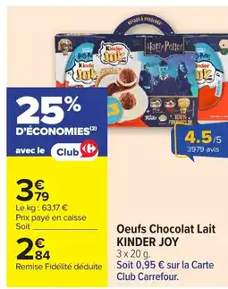 Carrefour Oeufs chocolat lait kinder joy offre