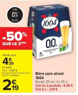 Carrefour Bière sans alcool 1664 offre