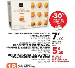 Maximarché ERHARD TRAITEUR Mini cheeseburgers bœuf surgeles offre