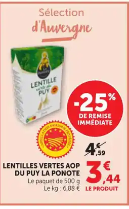 Maximarché Lentilles vertes aop du puy la ponote offre