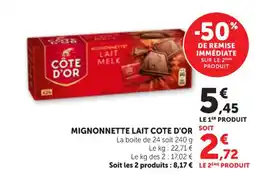 Maximarché COTE D'OR Mignonnette lait offre