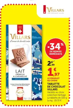 Maximarché VILLARS Tablette de chocolat offre