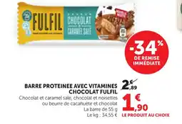 Maximarché CHOCOLAT FULFIL Barre proteinee avec vitamines chocolat offre