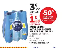Maximarché Eau minerale naturelle gazeuse perrier fines bulles offre