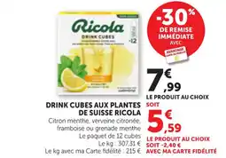 Maximarché RICOLA Drink cubes aux plantes de suisse offre