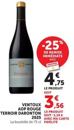 Maximarché Ventoux aop rouge terroir daronton 2025 offre