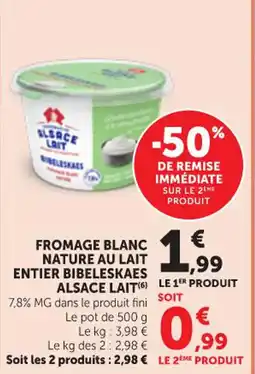 Maximarché ALSACE LAIT Fromage blanc nature au lait entier bibeleskaes offre