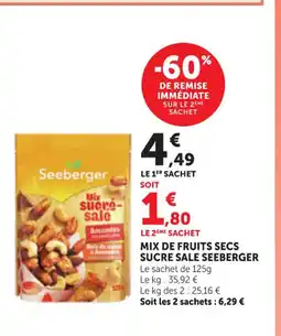 Maximarché SEEBERGER Mix de fruits secs sucre sale offre