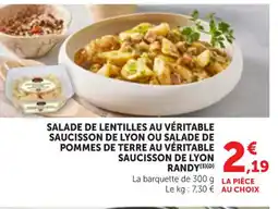 Maximarché Salade de lentilles au véritable saucisson de lyon ou salade de pommes de terre au véritable saucisson de lyon randy offre