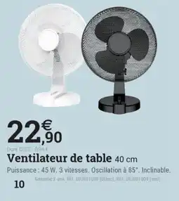 Espace emeraude Ventilateur de table offre