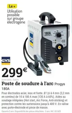 Espace emeraude GYS Poste de soudure à l'arc Progys offre