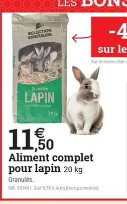 Espace emeraude Aliment complet pour lapin offre