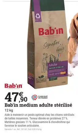 Espace emeraude BAB'IN medium adulte stérilisé offre