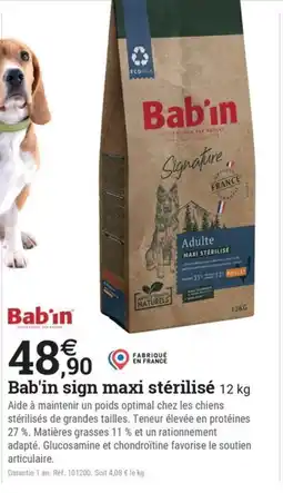 Espace emeraude BAB'IN ign maxi stérilisé offre