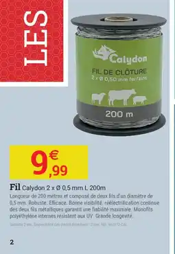 Espace emeraude FIL DE CLÔTURE 2x 0 0,50 mm fer/zinc offre